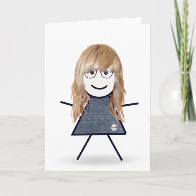 Tarjeta Chica de la figura del palo de cumpleaños para la  (Anverso)