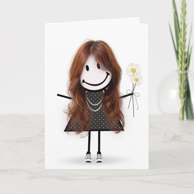 Tarjeta Chica de la figura del palo de cumpleaños para un  (Anverso)