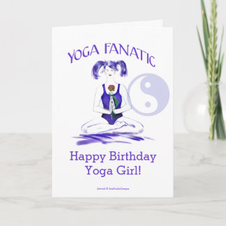 Tarjeta ¡Chica de la yoga del feliz cumpleaños! - Fanático