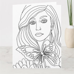 Tarjeta Chica de mariposa Mujeres frente a la página de Co