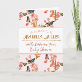 Tarjeta Chica de mariposas Whimsical Pink Boho Baby Shower