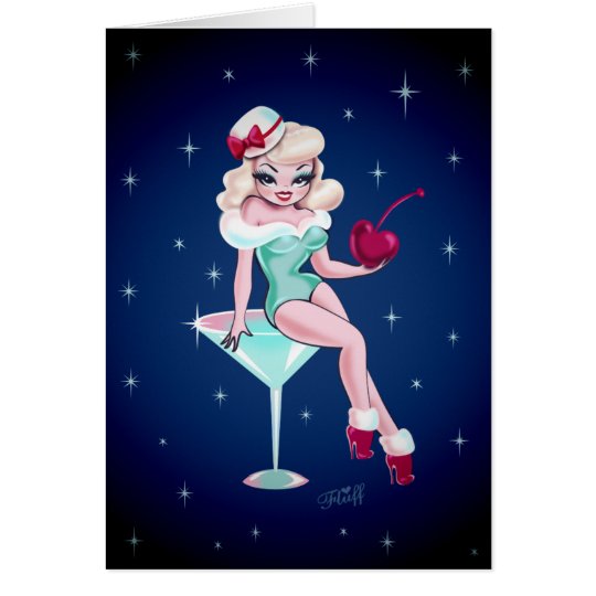 Tarjeta Chica de Martini del día de fiesta de la cereza