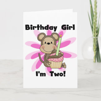 Tarjeta Chica de monos 2ª camisetas de cumpleaños y regalo