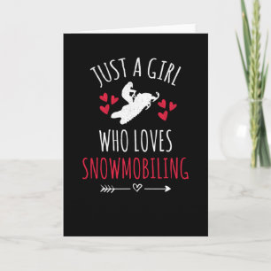 Tarjeta Chica de moto de nieve   Amante Snowmobile para la