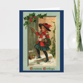 Tarjeta Chica de Navidades retro de la época de los años 4