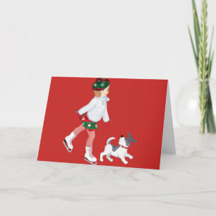 Tarjeta Chica de Navidades y perro