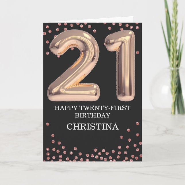 Tarjeta chica de oro Rosa 21 de cumpleaños elegante person (Anverso)