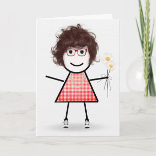 Tarjeta Chica de Palito de Cumpleaños Con Margaritas