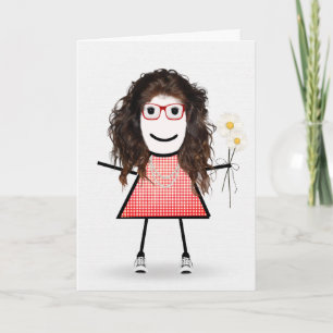 Tarjeta Chica de Palito de Cumpleaños Con Margaritas