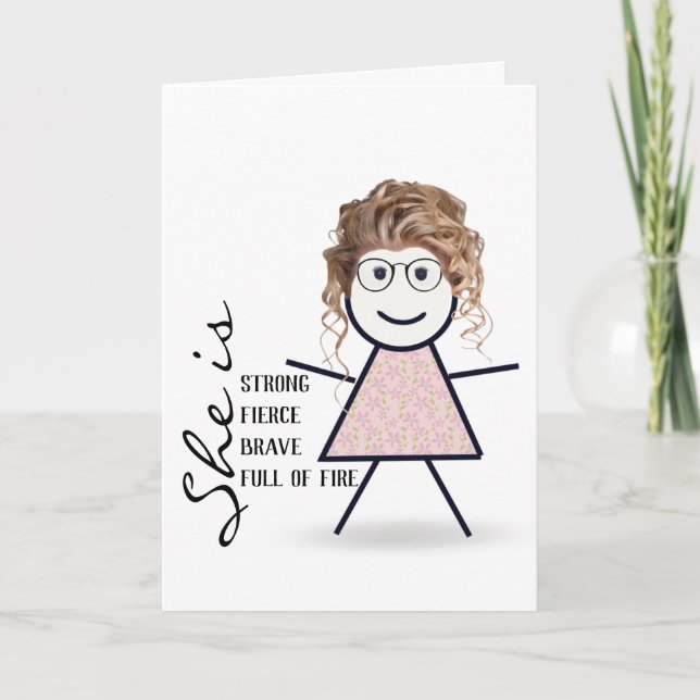 Tarjeta Chica de Palitos con Cabello para Hermana  (Anverso)