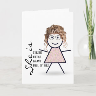 Tarjeta Chica de Palitos con Cabello para Hermana