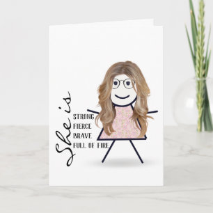 Tarjeta Chica de Palitos con Cabello para Hermana