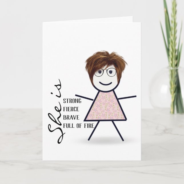 Tarjeta Chica de Palitos con Cabello para Hermana (Anverso)