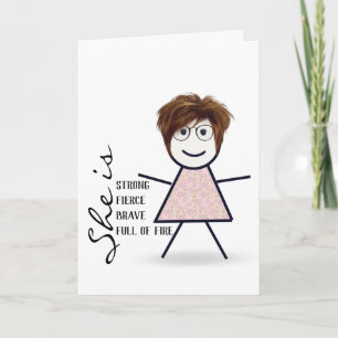 Tarjeta Chica de Palitos con Cabello para Hermana