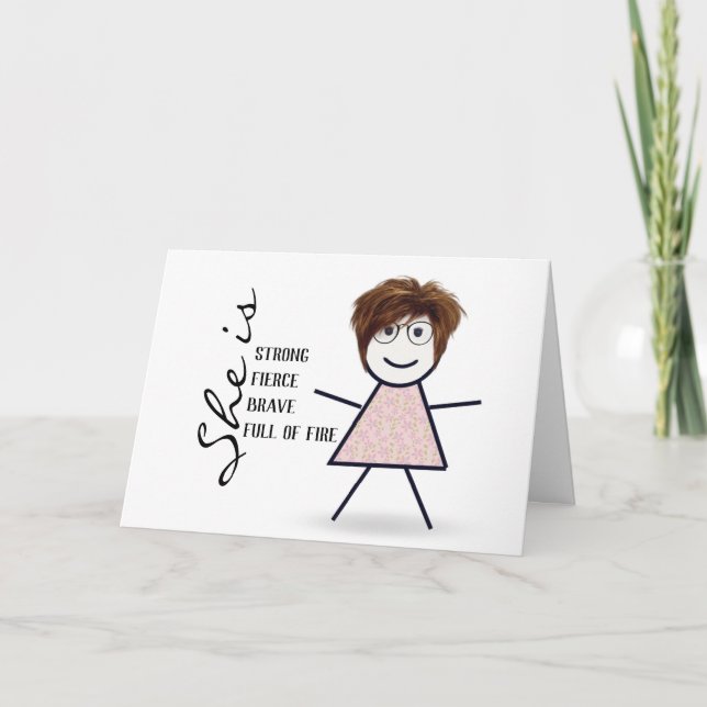 Tarjeta Chica de Palitos con Cabello para Mamá (Anverso)