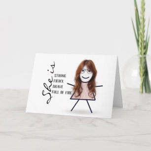 Tarjeta Chica de Palitos con Cabello para Mamá