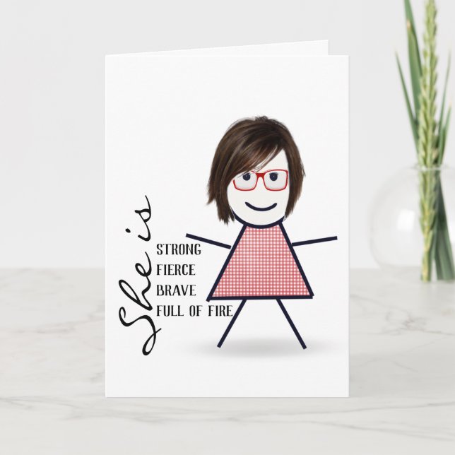Tarjeta Chica de Palitos con Pelo para Hermana (Anverso)