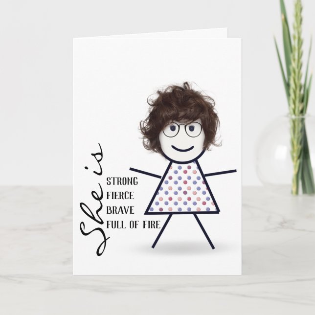 Tarjeta Chica de Palitos con Pelo para Mamá (Anverso)