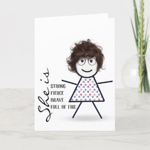 Tarjeta Chica de Palitos con Pelo para Mamá