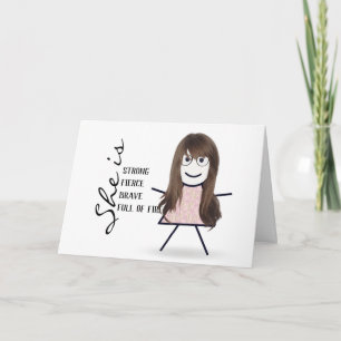 Tarjeta Chica de Palitos con Pelo para Mamá
