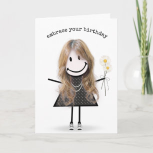 Tarjeta Chica de palitos de cumpleaños con margaritas
