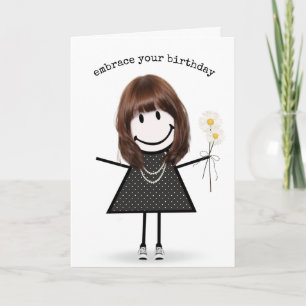 Tarjeta Chica de palitos de cumpleaños con margaritas