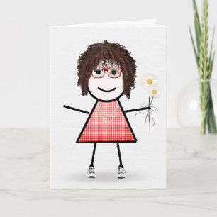 Tarjeta Chica de Palitos de Cumpleaños con Margaritas