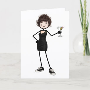 Tarjeta Chica de palitos de cumpleaños con Martini