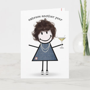 Tarjeta Chica de palitos de cumpleaños con Martini