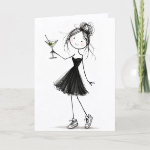 Tarjeta Chica de palitos de cumpleaños con Martini