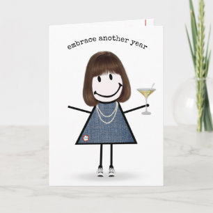 Tarjeta Chica de palitos de cumpleaños con Martini