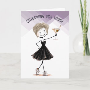 Tarjeta Chica de palitos de cumpleaños con Martini