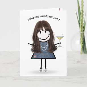 Tarjeta Chica de palitos de cumpleaños con Martini