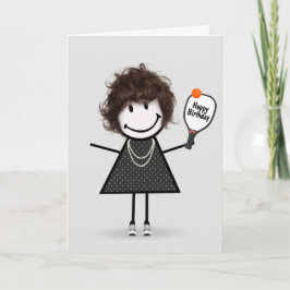 Tarjeta Chica de palitos de cumpleaños con raqueta de Pick