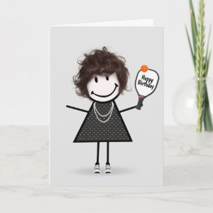 Tarjeta Chica de palitos de cumpleaños con raqueta de Pick