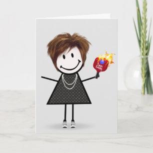 Tarjeta Chica de palitos de cumpleaños jugando pickleball