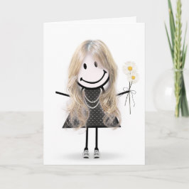 Tarjeta Chica de palitos de cumpleaños para amiga