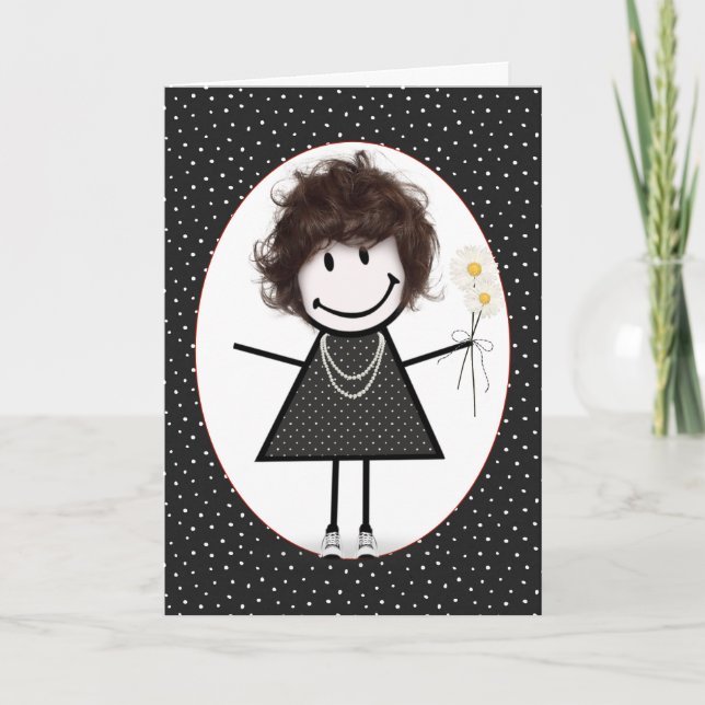 Tarjeta Chica de palitos de cumpleaños para amiga (Anverso)