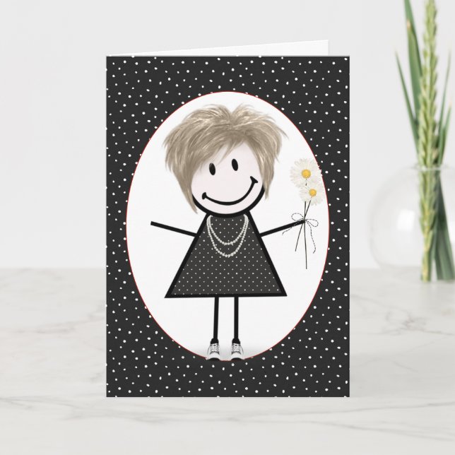 Tarjeta Chica de palitos de cumpleaños para amiga (Anverso)