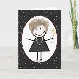 Tarjeta Chica de palitos de cumpleaños para amiga