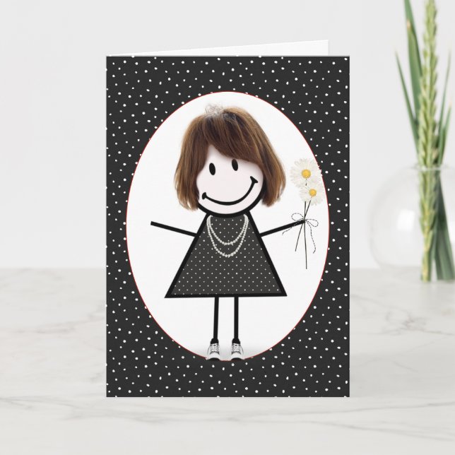 Tarjeta Chica de palitos de cumpleaños para amiga (Anverso)