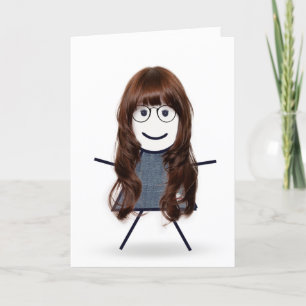 Tarjeta Chica de palitos de cumpleaños para hermana
