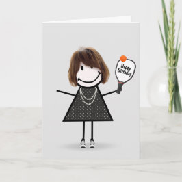Tarjeta Chica de palitos de cumpleaños para pickleball