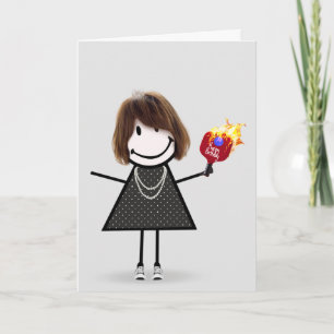 Tarjeta Chica de palitos de pickleball de cumpleaños