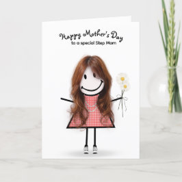 Tarjeta Chica de palitos Día de la Madre para Madrastra
