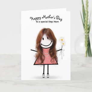 Tarjeta Chica de palitos Día de la Madre para Madrastra 