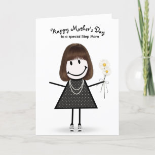 Tarjeta Chica de palitos Día de la Madre para Madrastra 