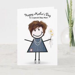Tarjeta Chica de palitos Día de la Madre para Madrastra