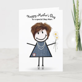 Tarjeta Chica de palitos Día de la Madre para Madrastra