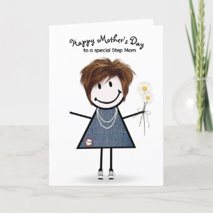 Tarjeta Chica de palitos Día de la Madre para Madrastra  